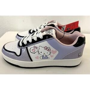 HELLO KITTY Sneakers Purple Casual Leather Women Teens Size 7 NEW